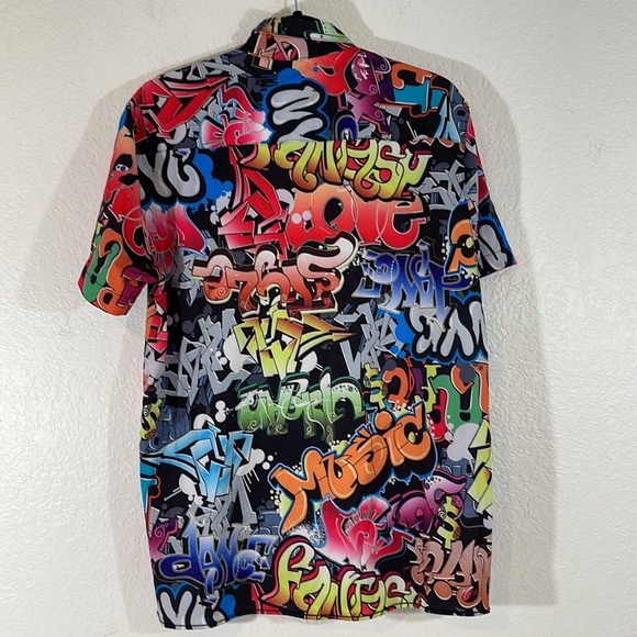 Fresh Prince Of Bel-Air Mens Button Front Shirt Multicolor Graffiti Medium - Picture 4 of 8